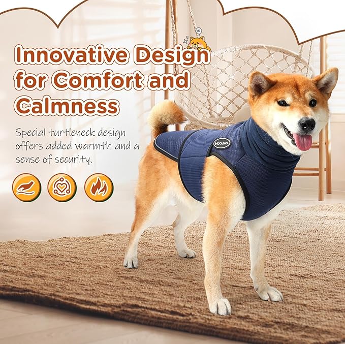 Dog Anxiety Vest and Coat, Vet Visits and Separation - Keep Pet Calm, Dog Jacket for Thunder, Fireworks, Anti Anxiety Vest for Dogs and Cat Body and Ear
