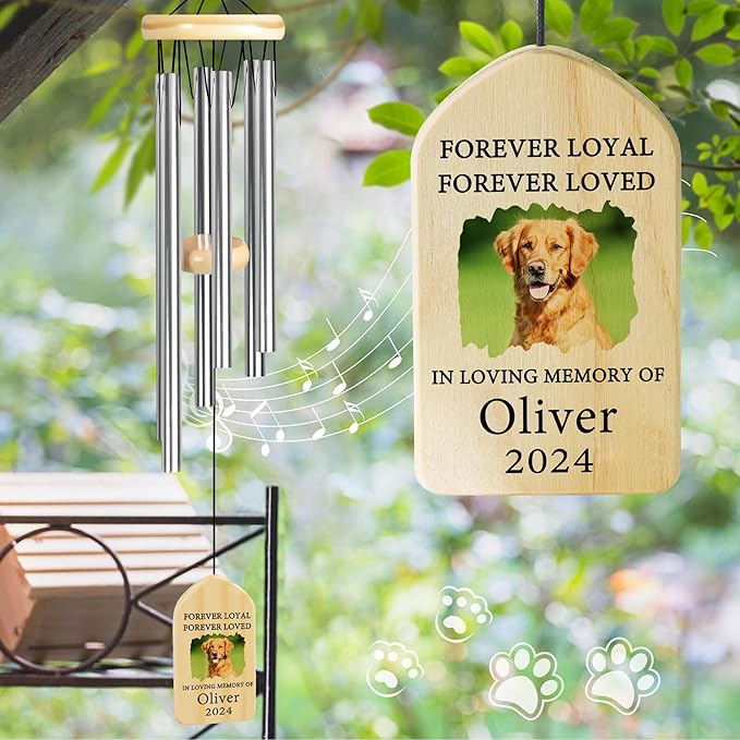 Pet Memorial Wind Chimes, Personalized Pet Memorial Wind Chime, Dog Memorial Gifts, Pet Loss Sympathy Gift, Medium Size