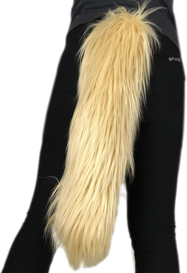Bianna Creations Long Faux Fur Animal Luxury Tail, Cosplay, Anime Lover, Costume Dress Up Pet Play Furry Super Soft Accessory (20", Latte Cream)
