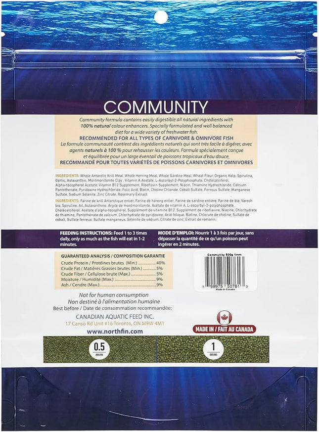 Northfin Fish Food Community Formula Slow Sinking Pellets (1mm 500g)