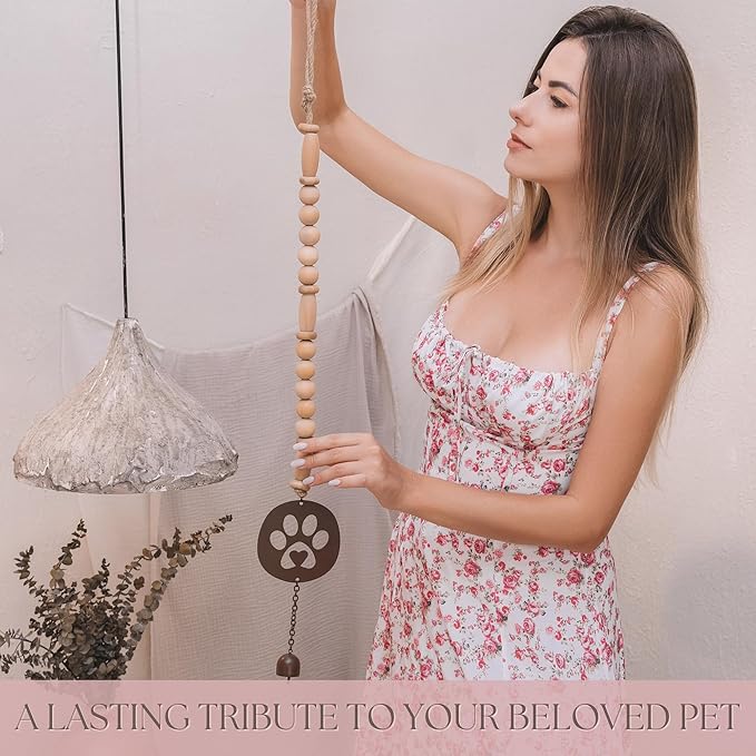 Pet Memorial Wind Chime - Dog Memorial Gifts for Loss of Dog - Dog Bereavement Gifts – Pet Remembrance Gift in Memory of Dog or Cat - Paw Print Windchime with Rainbow Bridge Card