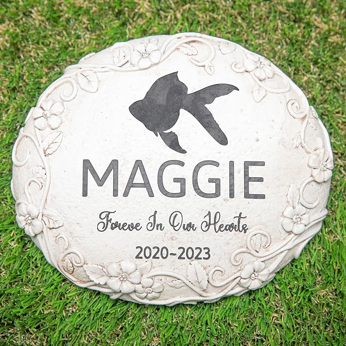Personalized Goldfish Memorial Stone, Pet Grave Marker Goldfish, Goldfish Headstone, Goldfish Tombstone, Goldfish Gravestone, Goldfish Memorial Gifts
