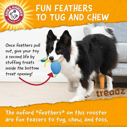 Arm & Hammer for Pets Super Treadz Large Rooster Dental Chew Toy for Dogs Dog Dental Toys Help Reduce Plaque & Tartar Buildup Without Brushing Safe for Dogs up to 35 Lbs