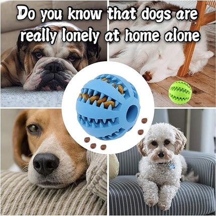 Dog Treat Toy Ball, Dog Tooth Cleaning Toy, Interactive Dog Toys(1 Green+1 Blue) 2.8" Pack of 2