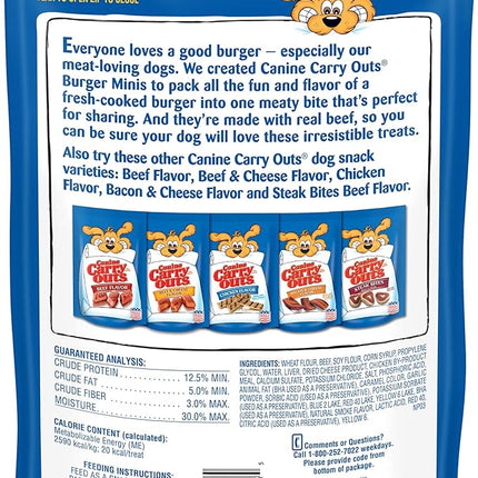 Canine Carry Outs Dog Treats, Burger Minis Beef Flavor, 22.5 Ounce (Pack of 6), Made with Real Beef