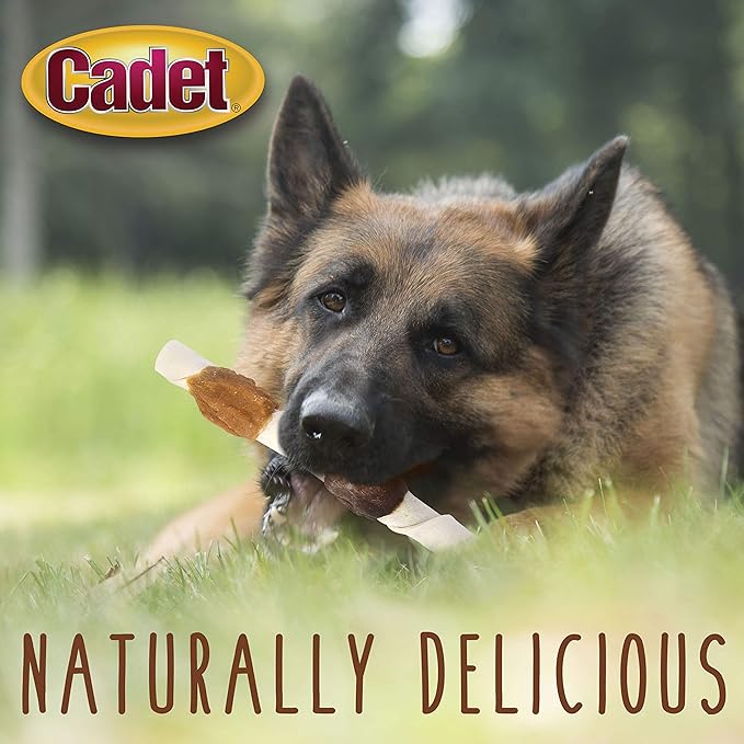 Cadet Gourmet X-Large Triple-Flavored Beef Hide Shish Kabob Dog Treats - Healthy & Natural Chicken, Liver, and Sweet Potato Dog Treats for Dogs Over 30 Lbs., 10 in. (15 Count)