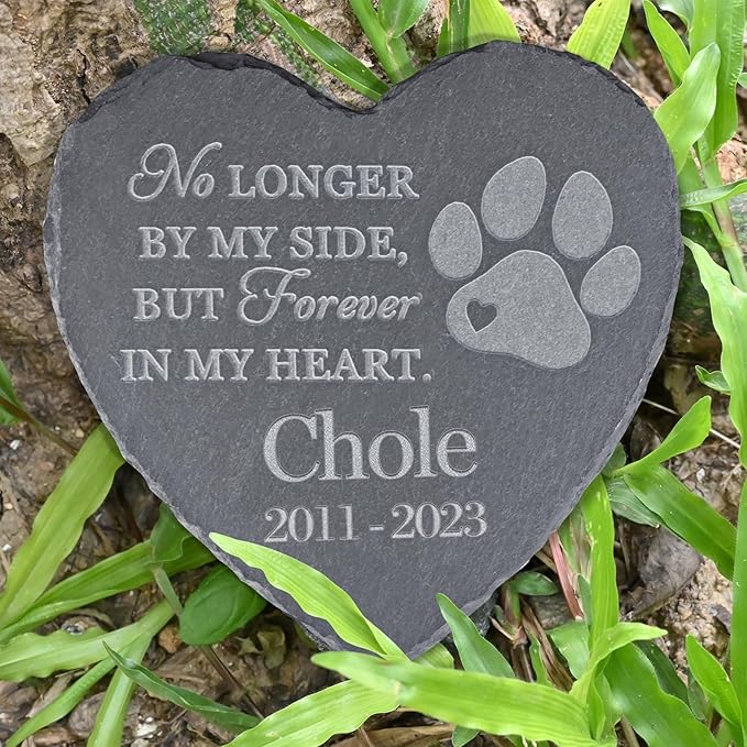 Loss of Dog Memorial Stones - Personalized in Memory of Dog Gifts - Pet Loss Gifts - Cat Memorial Gifts - Personalized Pet Sympathy Tombstone - Paw Print Memory Headstone - 4*4 Inches Memorial Stone