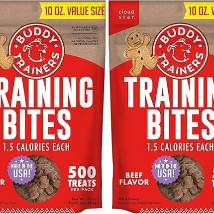 Buddy Biscuits Trainers Training Bites Soft & Chewy Dog Treats, Beef, 10 oz. Pouch (Pack of 2)