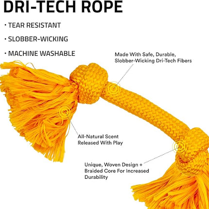 Playology Dog Toys | Dri-Tech Rope Toy Tug of War Rope for Aggressive Chewers | Medium Cheddar Cheese Scented Toy - Easy to Clean and Made from Non Toxic Materials