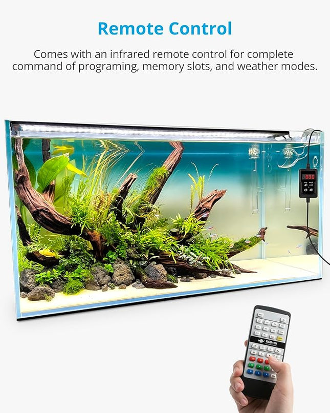 NICREW RGB+W 24/7 LED Aquarium Light with Controller, Full Spectrum Fish Tank Light for Planted Freshwater Tanks, Planted Aquarium Light with Extendable Brackets to 12-18 Inches, 12 Watts