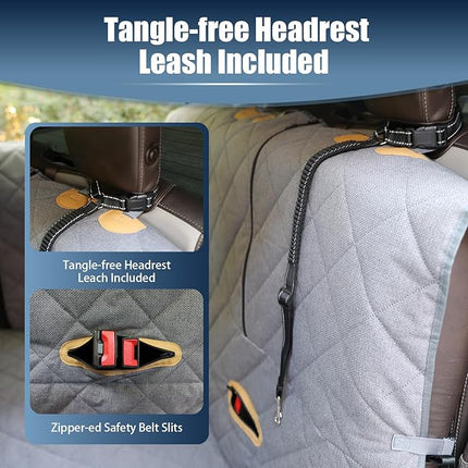 Large Back Seat Extender for Dogs, Paw-Proof & Waterproof Pet Seat Cover with Door Protection for Full-Size Crewcab Trucks, Dog Hammock Reinforced with Glass-Fiber Rods