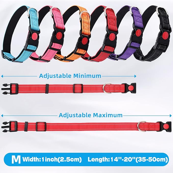 6 Sets Reflective Dog Leash and Collar Set, Nylon Leashes Adjustable Dog Collar Heavy Duty Padded Handle Leash for Small Medium Large Dogs Walking Training(Lovely Color)