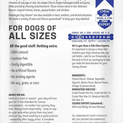 Himalayan Dog Chew Churro Yak Cheese Dog Chews, 100% Natural, Long Lasting, Gluten Free, Healthy & Safe Dog Treats, Lactose & Grain Free, Protein Rich, For All Breeds, Soft, Real Bacon Flavor, 4 Pack
