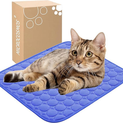MICROCOSMOS Summer Cooling Mat & Sleeping Pad- Water Absorption Top, Materials Safe, Easy Carry, EZ Clean. Keep Cooling for Pets, Kids and Adults.(Navy Blue, 19" x 15")