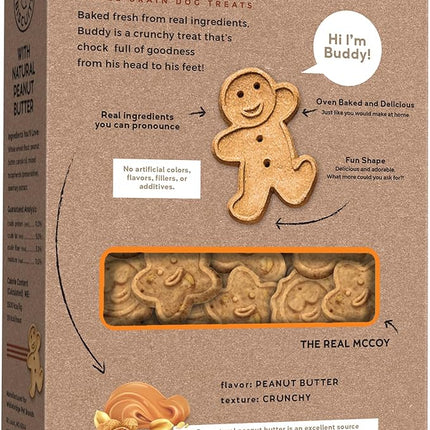 Buddy Biscuits 16 oz Box of Grain-Free Crunchy Dog Treats Made with Natural Peanut Butter (Pack of 4)