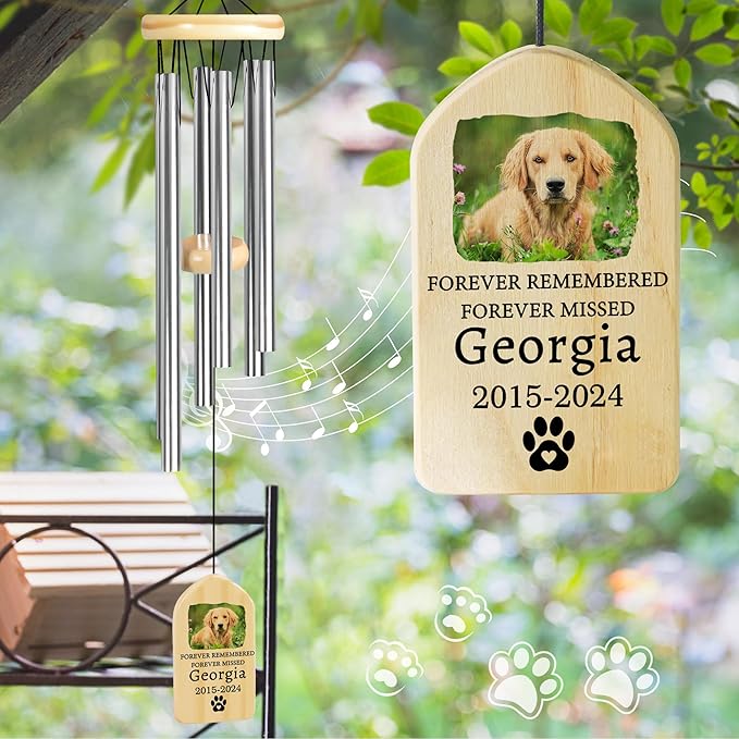 Pet Memorial Gifts, Personalized Pet Memorial Wind Chimes, Pet Loss Gifts, Dog Memorial Gifts for Loss of Dog, Pet Loss Sympathy Gift, Pet Remembrance Gift, in Memory of Pet - Forever Remembered