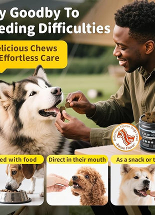 Calming Chews for Dogs – 12-in-1 Dog Calming Treats with Herbal & Vitamins, Relaxation, Focus & Behavior Support for Anxiety, Separation, Barking, Travel, Stress, Upgraded Bacon Flavor, 90 Ct