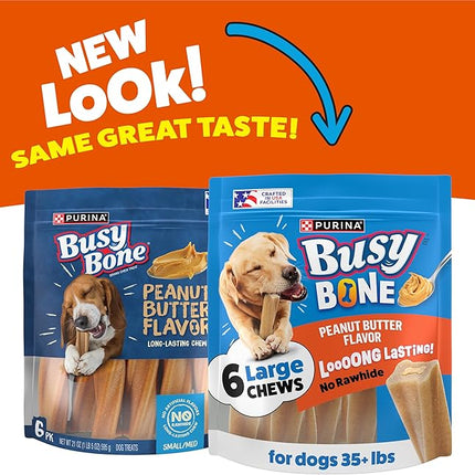 Purina Busy Bone Adult Dog Chew Bone Treats, Peanut Butter - 6 ct. Pouch