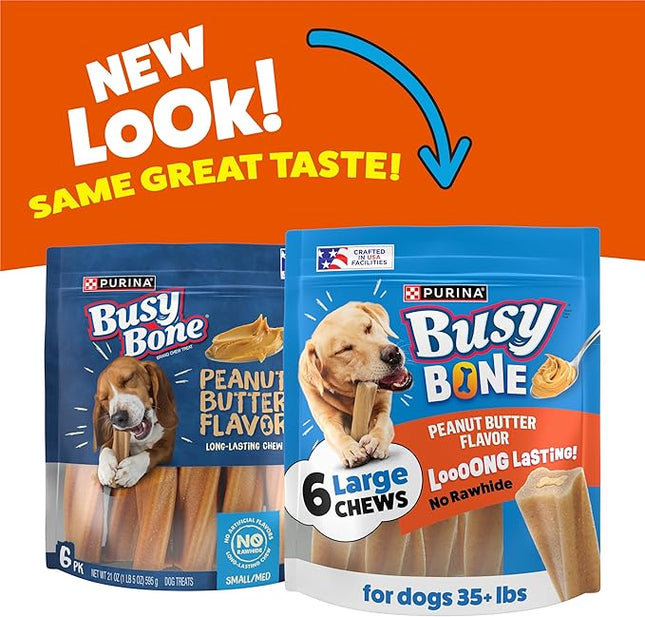 Purina Busy Bone Adult Dog Chew Bone Treats, Peanut Butter - 6 ct. Pouch