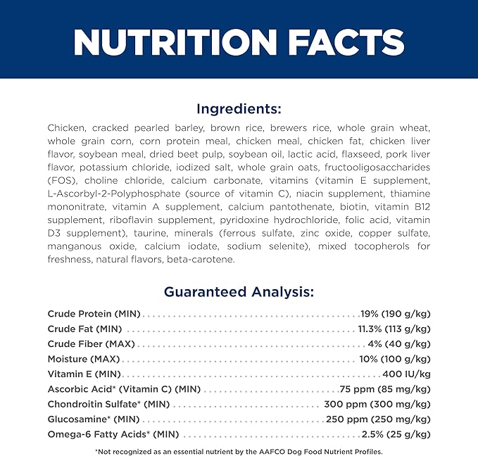 Hill's Science Diet Large Breed Adult Dry Dog Food 1-5, Quality Protein for Joint Support & Lean Muscles, Chicken & Barley, 15 lb. Bag