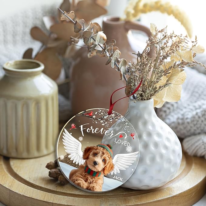 Pavo Picture Frame Dog Memorial Christmas Ornaments 2025, Personalized Pet Photo Ornaments, Acrylic Keepsake 4–6 Inches, Loss of Dog Sympathy Gift, Cat Memorial Gifts for Loss of Cat