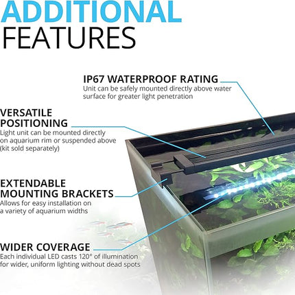 Fluval Aquasky 2.0 Bluetooth LED Aquarium Light – 35W, 48–60" | RGB + 6500K White LEDs | App-Controlled 24-Hour Cycle & Weather Effects | IP67 Waterproof | 120 Wide Coverage