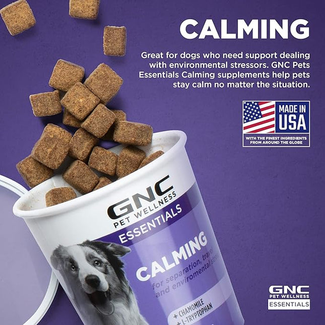 GNC Pets Essentials Calming Soft Chew Dog Supplements, Anxiety Relief Dog Calming Chews in Bacon Flavor for Adult Dogs & Puppies, Calm and Relaxation Treats for All Breeds, 60 Count