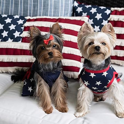 Fitwarm Patriotic Star Dog Shirt for 4th of July, Memorial Day, Independence Day, Holiday Dog Clothes for Small Dogs Boy Girl, Pet Cat Outfit, 100% Breathable Cotton, Red, Navy Blue, White, XXL