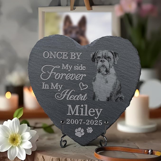 Personalized Pet Memorial Stone, Dog Memorial Gifts, Pet Loss Sympathy Gift, in Memory of Dog Cat - in My Heart（Heart）
