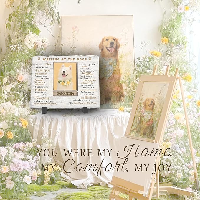 Personalized Pet Memorial Stone, Custom Dog Memorial Gifts for Loss of Dog with Photo Name Date, Dog Remembrance Gift, Loss of Dog Sympathy Gift for Dog Cat Lovers (Quote 5)