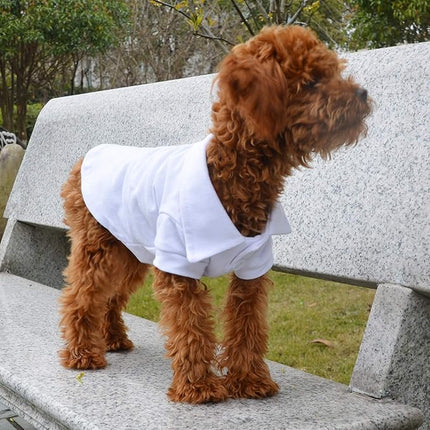 lovelonglong Basic Dog Polo Shirts Premium Cotton, Polo T-Shirts for Large Medium Small Dogs with a Two-Button Collar Blank Color White M