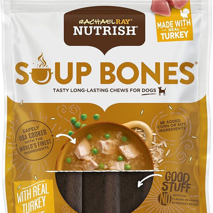 Rachael Ray Nutrish Dog Chews Soup Bones With Real Turkey & Rice, 24 Dog Treats