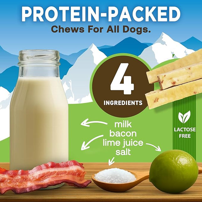 EcoKind Premium Gold Yak Cheese Himalayan Dog Chews, Dog Treats Large Breed, All Natural, High Protein Dog Chew, Bacon, Large - 18+ Chews