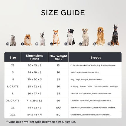 Bedsure XL Dog Bed for Crate - Large Orthopedic Flat Pet Beds with Removable Washable Cover, Egg Crate Foam Crate Mat, Suitable for Pet Up to 90 lbs