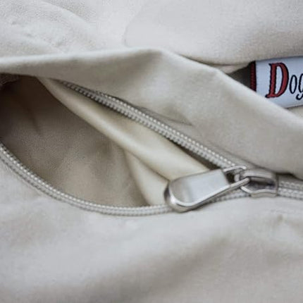 Dogbed4less Orthopedic Small Medium Cool Memory Foam Pet Dog Bed, Waterproof Liner with Khaki Microsuede Cover and Extra External Case 35X20X4 Inch