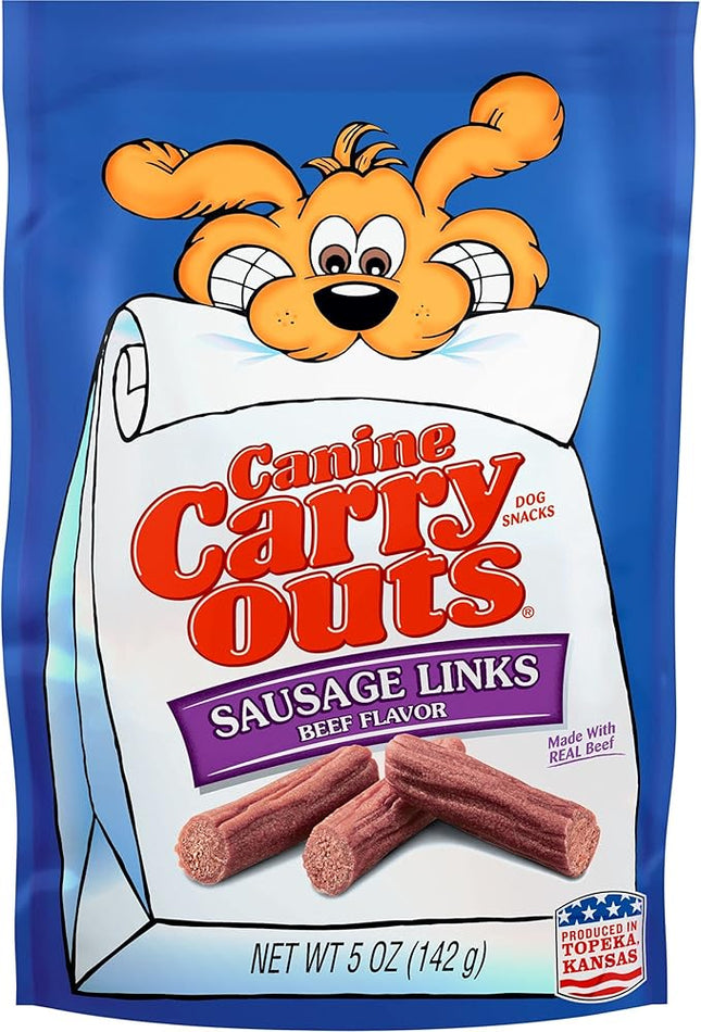 Canine Carry Outs Sausage Links Beef Flavor Dog Snacks, 5 Ounce Bag