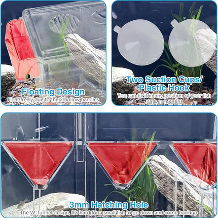 Tfwadmx Fish Breeding Box - 4 Rooms HD Aquarium Breeder with Suction Cups, Baby Hatchery Acrylic Incubator Isolation Box, Artificial Plant for Guppy Hatchery