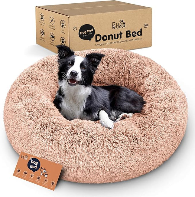 Donut Dog Bed - Premium Comfort for Anxiety Relief - Fluffy & Calming Design with Ultra-Plush Support | Cozy Round Dog Bed with Super Soft Circle Style (Pink, Large)