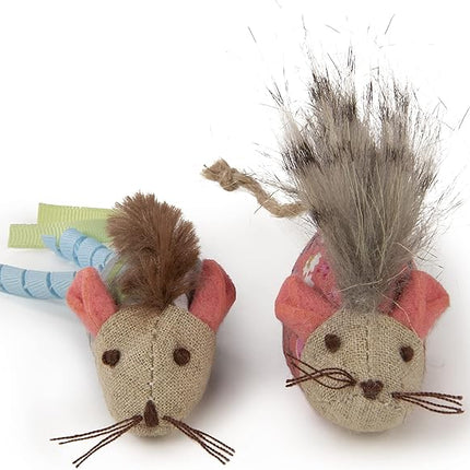 Petlinks (2 Count) HappyNip Mohawk Mice Cat Toys, Contains Silvervine & Catnip - Blue/Pink, 2 Count