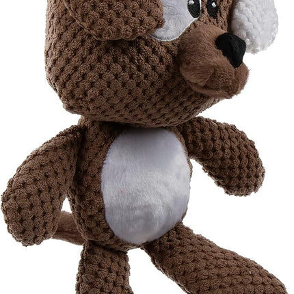 goDog Checkers Dog Squeaky Plush Dog Toy, Chew Guard Technology - Brown, Large