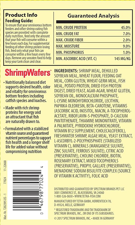 Tetra ShrimpWafers Complete Diet for Catfish and Loaches 3 Ounce (Pack of 2)