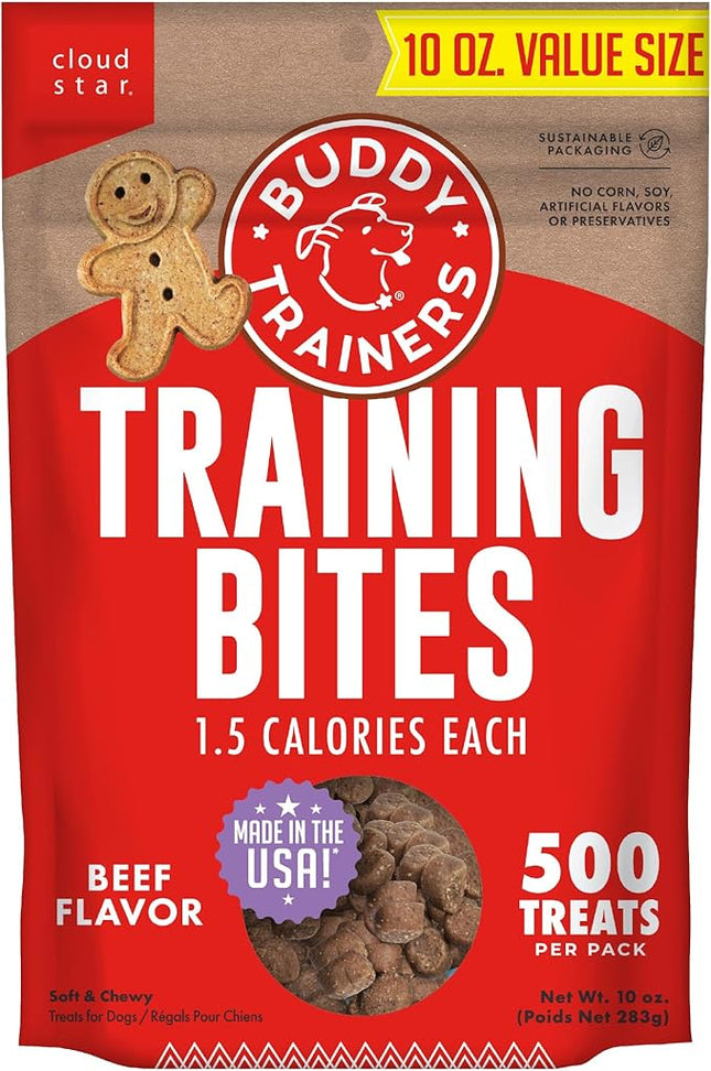 Buddy Biscuits Trainers Training Bites Soft & Chewy Dog Treats, Beef, 10 oz. Bag