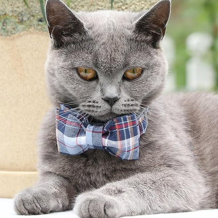 Lionet Paws Dog and Cat Collar with Bowtie Grid Collar Plastic Buckle Light Adjustable Collars for Small Medium Large Dogs