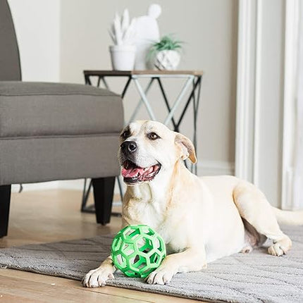 JW Pet Hol-ee Roller Dog Toy Puzzle Ball, Natural Rubber, Large (5.5 Inch Diameter), Colors May Vary