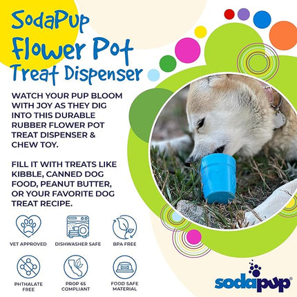 SodaPup Flower Pot – Durable Dog Treat Dispenser & Chew Toy Made in USA from Non-Toxic, Pet Safe, Food Safe Rubber Material for Mental Stimulation, Problem Chewing, Calming Nerves, & More