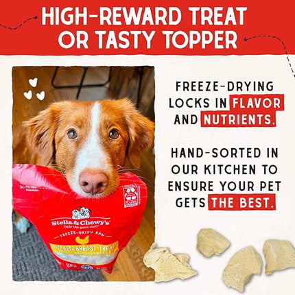 Stella & Chewy's Freeze-Dried Raw Chicken Breast Dog Treats - Single Ingredient, No Additives - Premium Training Treats - Perfect For Picky Eaters - 2.75oz Bag