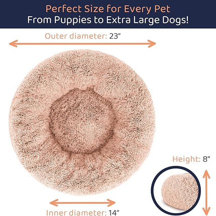 Donut Dog Bed - Premium Comfort for Anxiety Relief - Fluffy & Calming Design with Ultra-Plush Support | Cozy Round Dog Bed with Super Soft Circle Style (Size S Pink)
