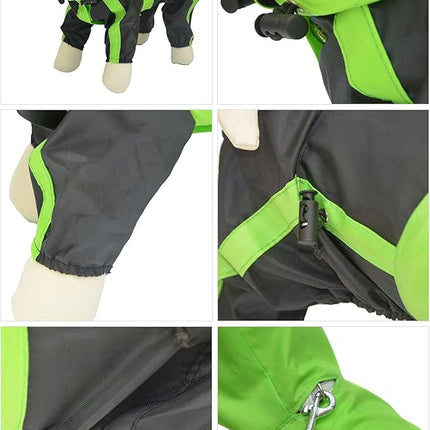 Lovelonglong American Bully Pitbull Dog Hooded Raincoat, Bulldog Rain Jacket Poncho Waterproof Clothes with Hood Breathable 4 Feet Four Legs Rain Coats for Pugs English French Bulldog Green B-L