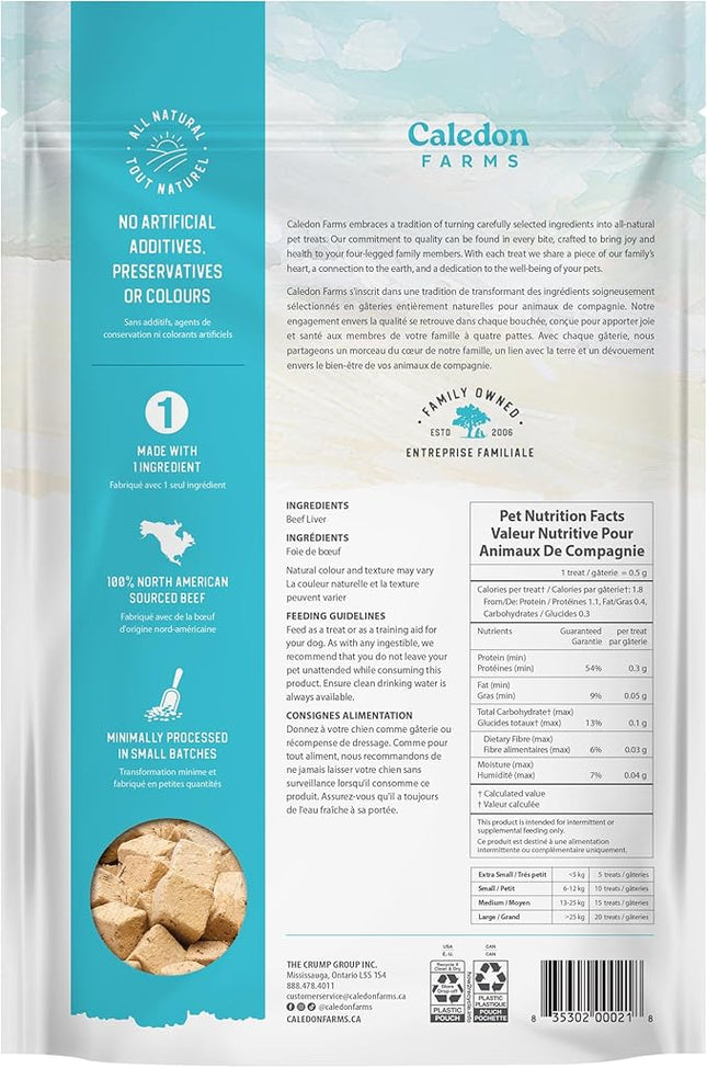 Caledon Farms Freeze Dried Beef Liver Bites Dog Treats, 150 Grams/5.3OZ