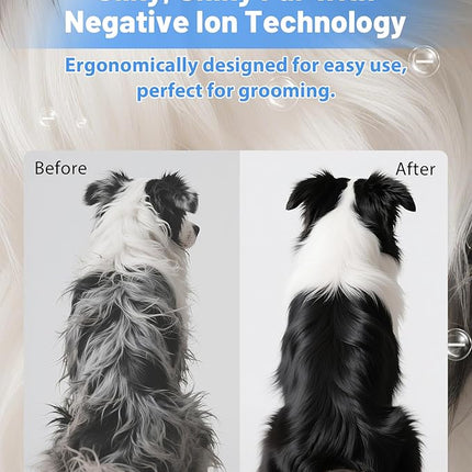 Hands-Free Dog Hair Dryer – Low Noise Pet Grooming Blower for Small & Medium Dogs Cats, Fast Drying, Adjustable Heat & Speed, Portable (Gray)